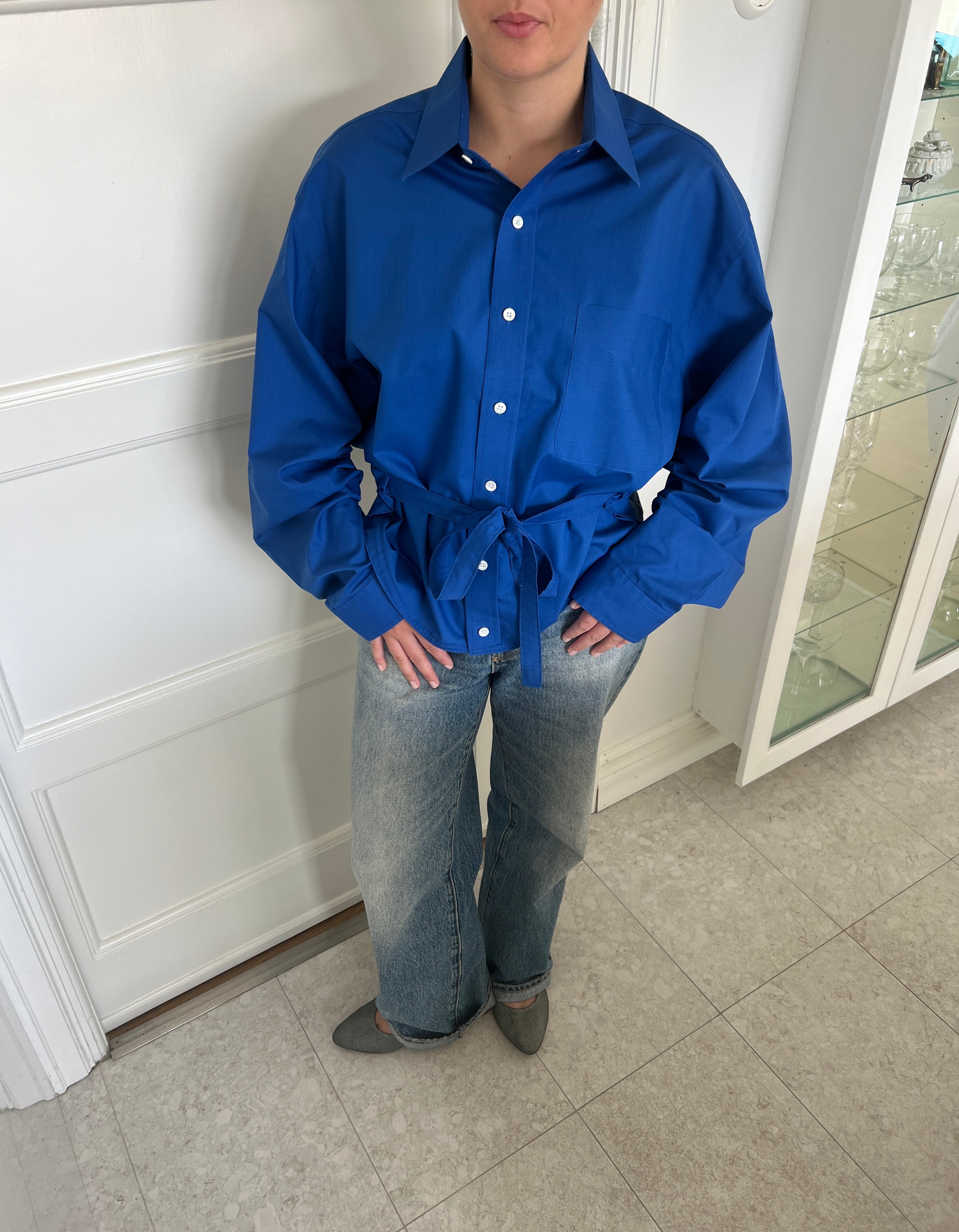 Blue Shirt With Waist Tie