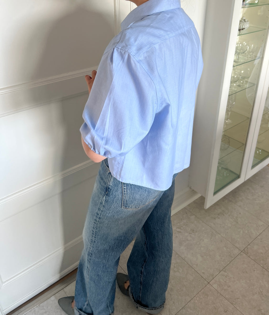 Blue Shirt with Cut-Outs