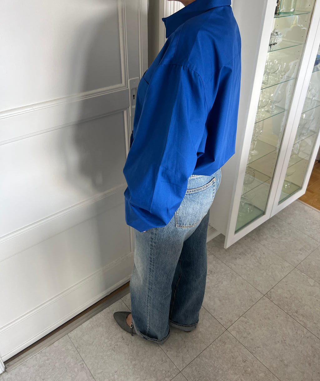 Blue Shirt With Waist Tie