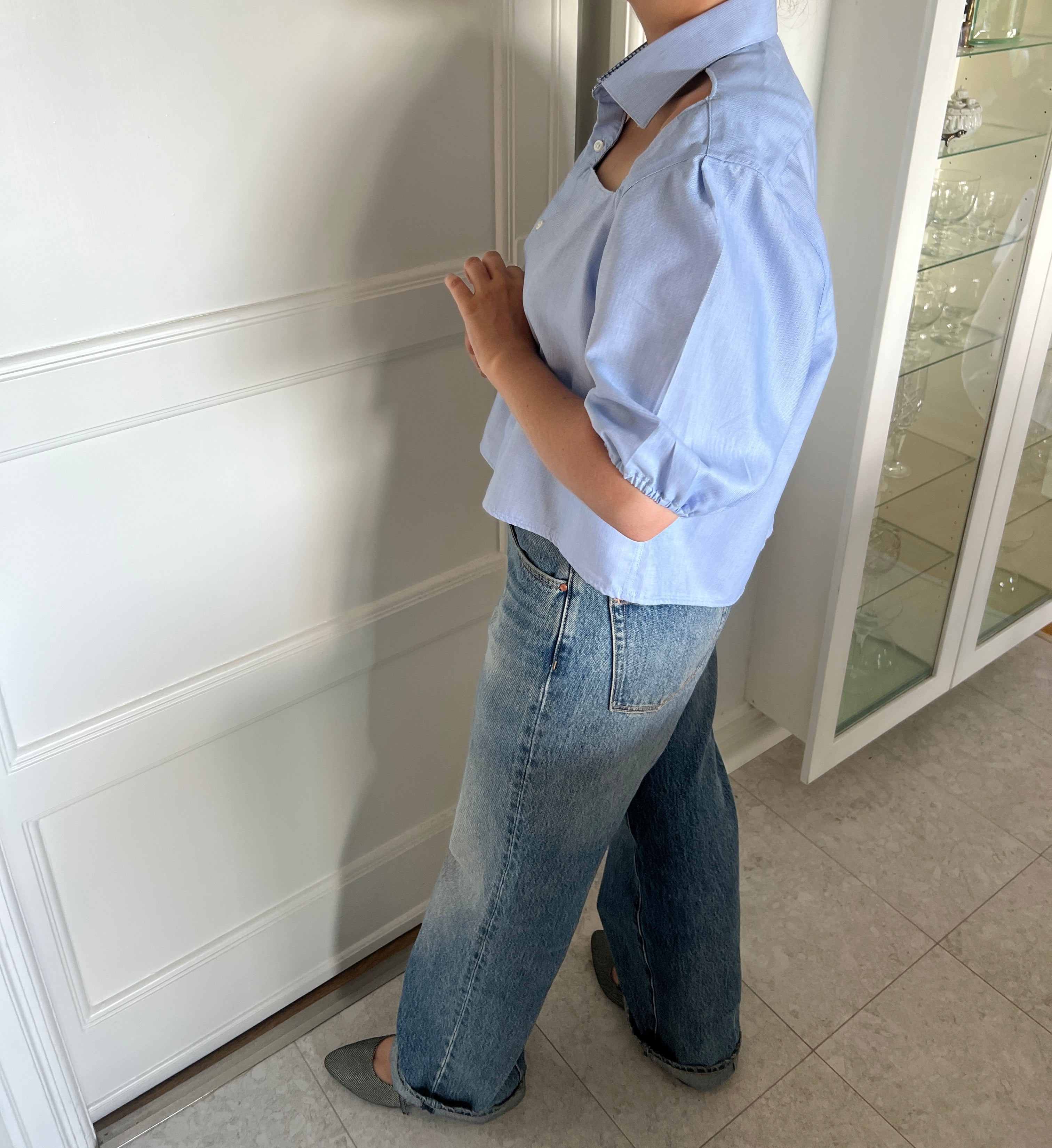 Blue Shirt with Cut-Outs