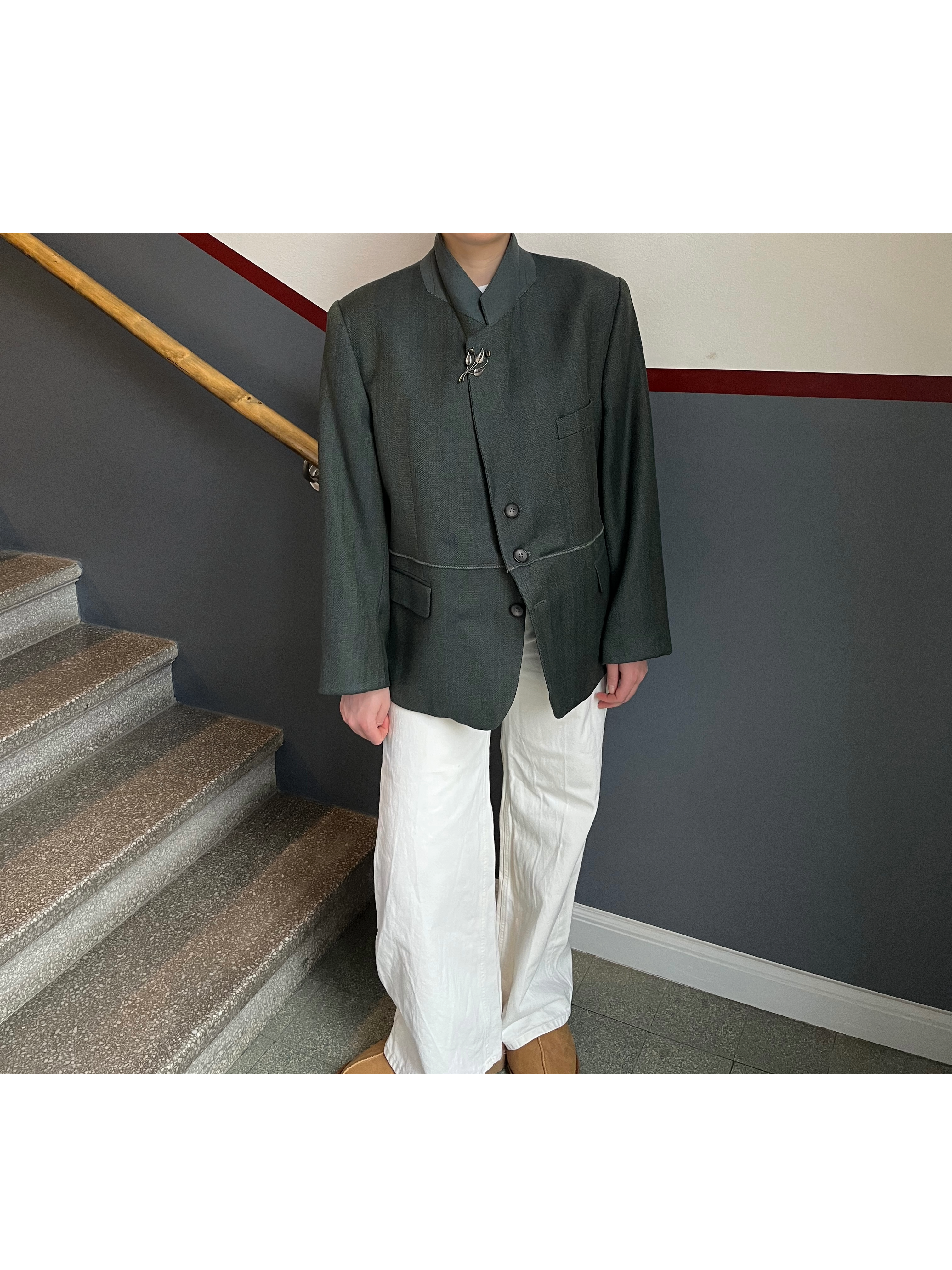 Green Houndstooth Blazer